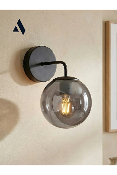 Alldesco Zarora Wall Sconce – Glass Globe Head, Black Body, 3 Color Options