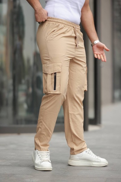 BİRBEYSTORE Men's Bottom Sweatpants with Side Pockets Parachute Thin Fabric C...