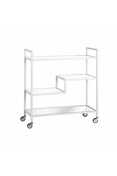 YINZUO Bar Cart Rolling Serving Cart with Clear & Mirror Tempered Glass Shelv...