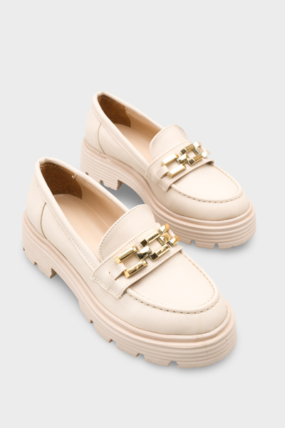 Riccon Women's Daily Loafer Shoes 0012970 Beige Skin