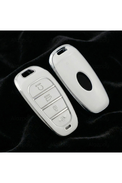 Alazpay Za Hyundai Tucson Santa Fe Silver Edge TPU maska za ključ (bela)