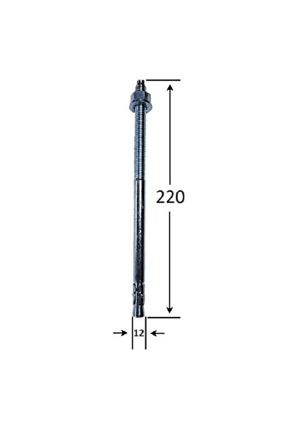 Gray Square Conexpand Anchor With Cylindrical Pin And Clamp M12x220 - 20pcs/box