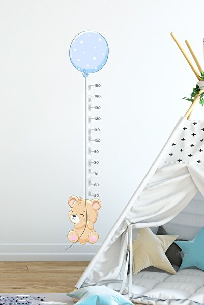 Sim Tasarım Plavi balon Teddi Bear Visina Meter Zidna nalepnica Set Simdesign-91