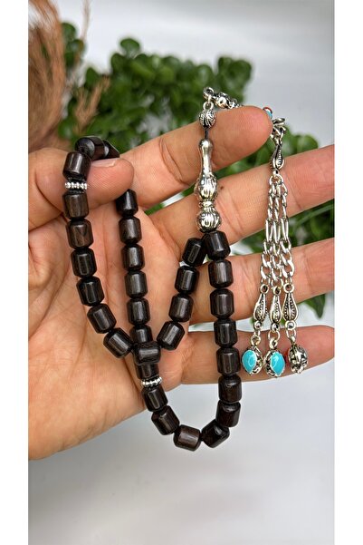 vevasilver Original Ebony Wood Capsule Cut, 33 Beads, Tassel, Master Craftsma...