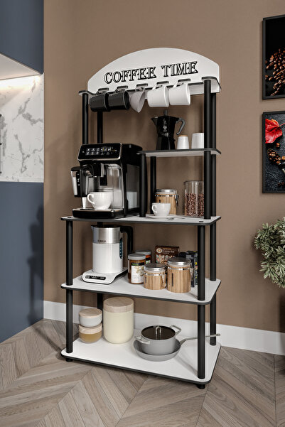 messer Dekoratif Çok Amaçlı Katlı BEYAZ Coffee Tıme Kahve Köşesi 39 Cm X 69 C...