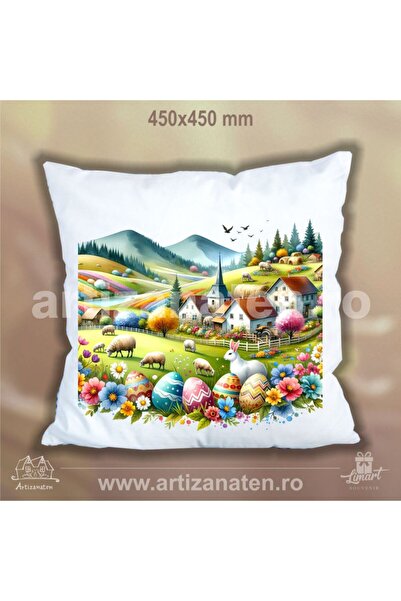 LimArt Multicolored Easter decorative pillow 45x45 cm - festive Easter design