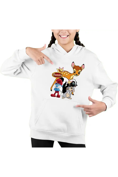OEM Kids Sweatshirt Girls Bambi Papa Smurf Flower Thumper Skunk Forest