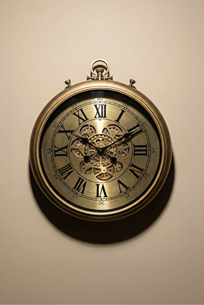 Perotti Waller v2 Çarklı Duvar Saati 52x61 Cm Antik Stil Dekoratif Dönen Meka...