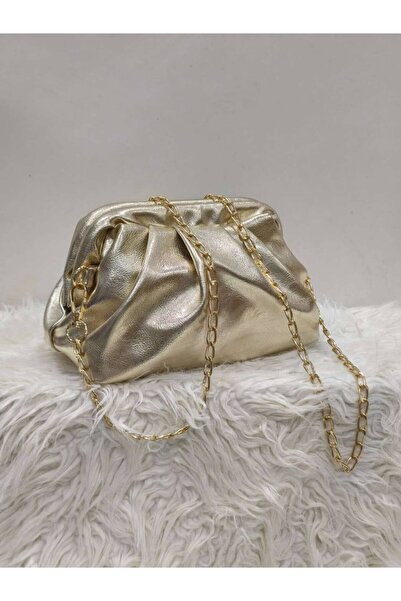 Melos Butik Γυναικεία τσάντα χειρός και χιαστί με χρυσό λουράκι αλυσίδας