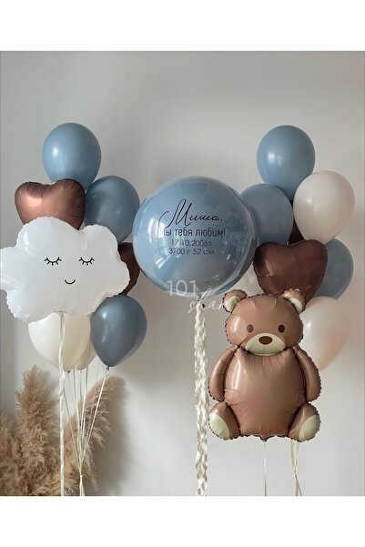 Çemrek Süs Parti مجموعة بالونات بير كلاود هارت فويل فورسترينج باللون الأزرق و...