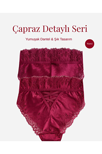 Nobrand Çapraz İp Detaylı Dantel Külot, Yumuşak Dantel ve Şık tasarım