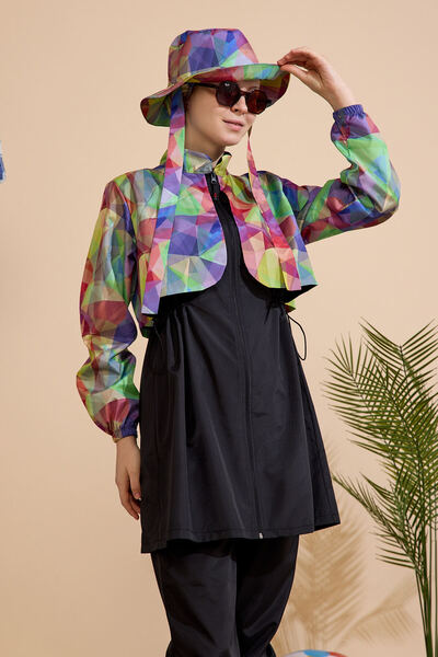 GAVLİA Women's Hijab Swimsuit 5-Piece Set - Full Coverage with Zipper..