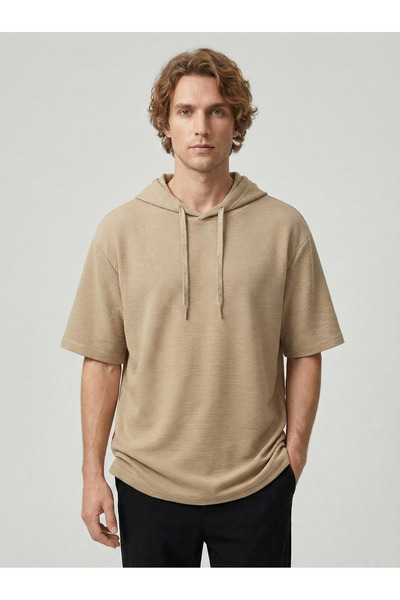 da collection Erkek Regular Fit Tshirt Kapüşonlu