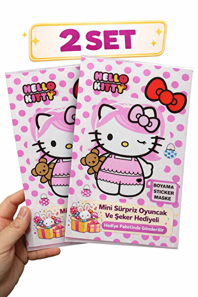 Emrah Gültekin 2 Set Boyama Kitabı Hello Kitty + Sticker Maske | Mini Sürpriz...