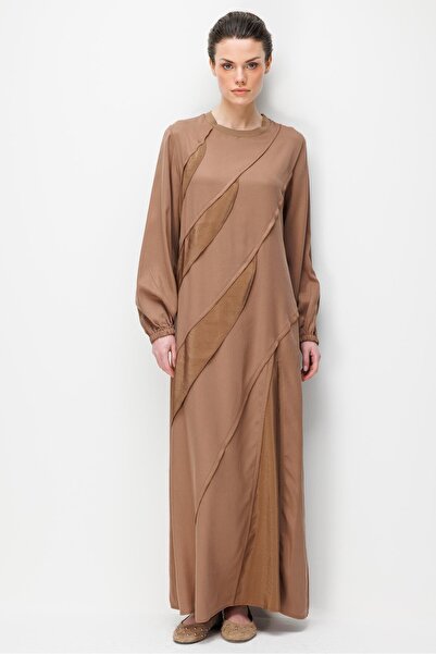 Micca %100 Doğal LyoCELL Dökümlü Soft Hissiyat Ara Aller Volan Detaylı Maxi E...