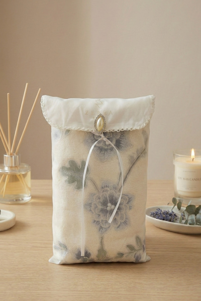 ZEBRACASA Azur Çeyizlik Keseli Havlu / Krem-Lacivert