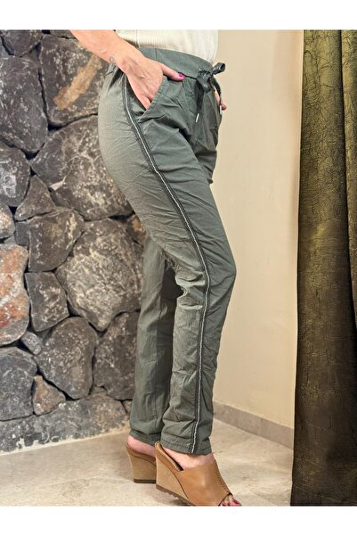 Punta Otantik Yg8162 Italian Stoned Cotton Trousers Khaki