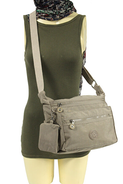 MEGA BAG M 211 Krinkle Fabric Shoulder Bag – Rain Resistant – Light Mink with...