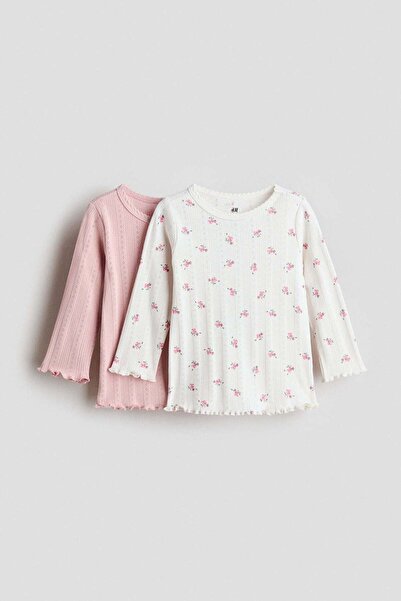 H&M 2-pack cotton pointelle tops