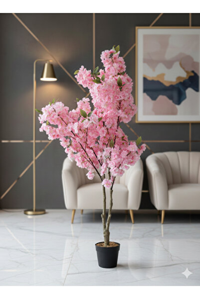 Sakura Premium Artificial Cherry Blossom Tree, 150 cm, Rich Crown with Realis...