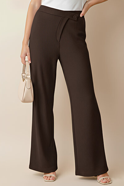 nurbeli Women's High Waist Wide Leg Pleated Palazzo Trousers