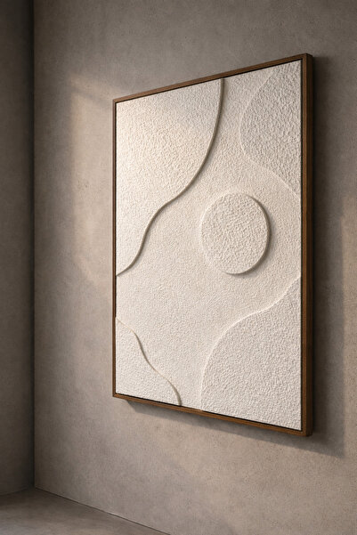 Lotus Home&More El Yapımı-Ahşap Çerçeveli-3 Boyutlu-Dokulu-Alçı Tablo-Modern ...