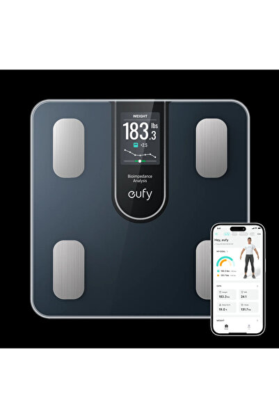 eufy Cântar inteligent de baie C20, ecran color TFT de 3,36", 16 metrici, 180...