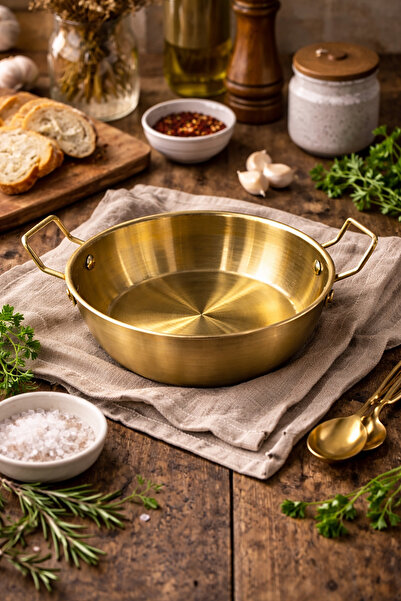 Evila 17 cm Sahan – 6 cm Derinlik – Çift Kulplu Metal Sahan Tava/Sosluk – Sun...