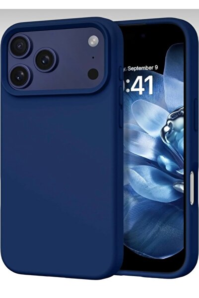 SOLİD CASE غطاء سيليكون لآيفون 17 برو ماكس مع شاشة داخلية مخملية وكاميرا مرتفعة