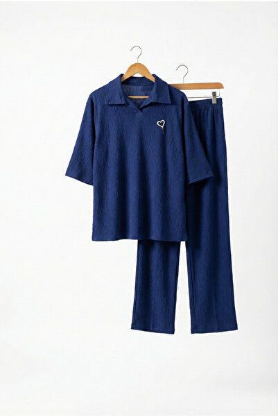 Talvien Brooch Detail Wrinkled Fabric Shirt Collar Set