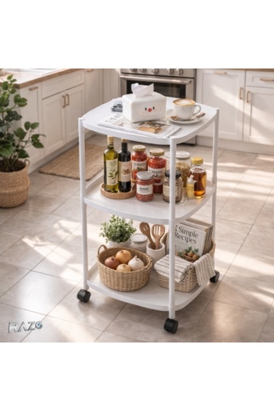 Razo RAZO plastic table, 3 levels, 4 wheels, Compact design for storage