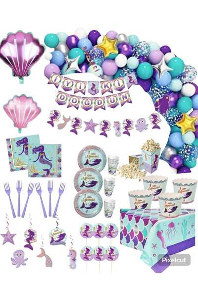 Mehca 16 kişilik deniz kızı ultra full doğum günü konsepti