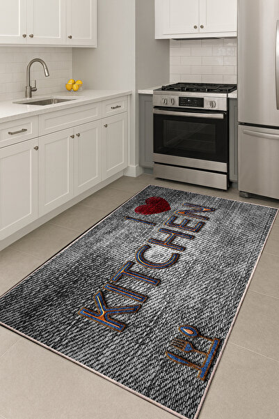 GECE MODA MUTFAK DESENLİ DİJİTAL BASKILI BEJ Kaymaz Taban Yıkanabilir Mutfak ...