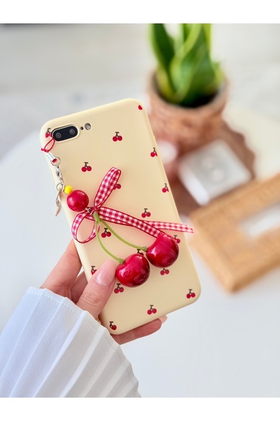 Go Aksesuar Iphone 7 PLUS VE 8 PLUS Uyumlu Charm Kiraz Tasarımlı Oyuncaklı Es...