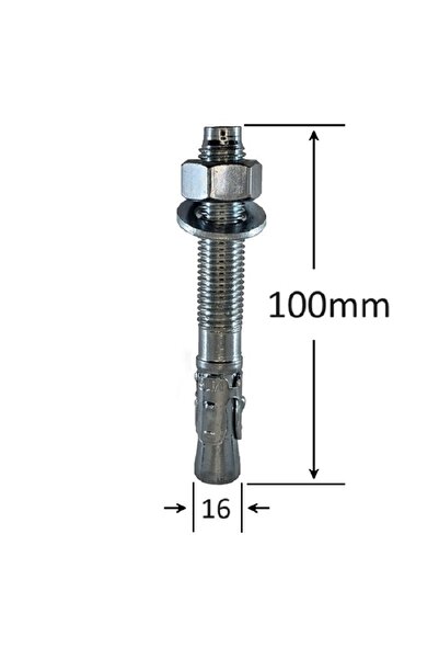Gray Square Conexpand Anchor With Cylindrical Pin And Clamp M16x100 - 20pcs/box