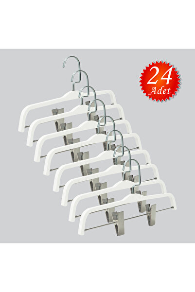 NYN خشب 8178 (لاما بخطاف فضي) شماعة تنورة وبنطلون بمشبك 24 قطعة