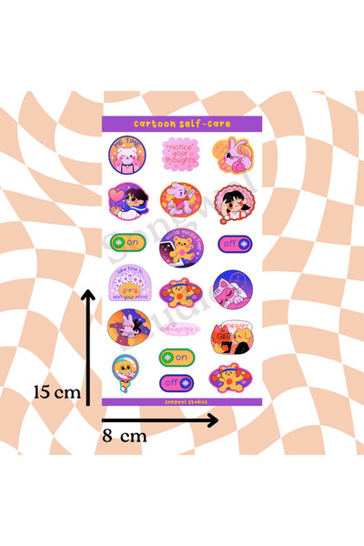 Songwol Studios Autocolant tematic pentru îngrijirea de sine în stil desene a...
