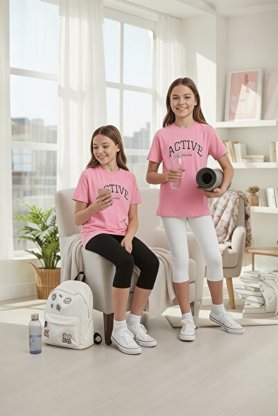 Katmirra Черно-бели капри легинги за момичета, комплект от 2 броя