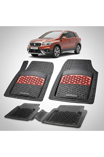 TEAMCAR Πατάκια δαπέδου συμβατά με SUV Suzuki SX4 S-Cross 2013-2021 | Κόκκινα