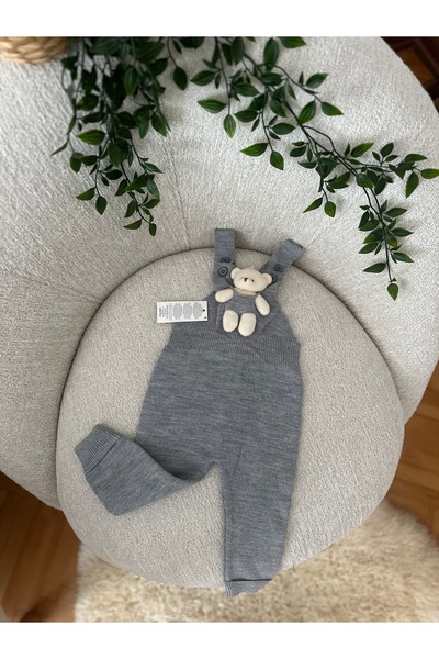 gogokids Ayıcıklı Düğmeli Bebek Çocuk Triko Salopet