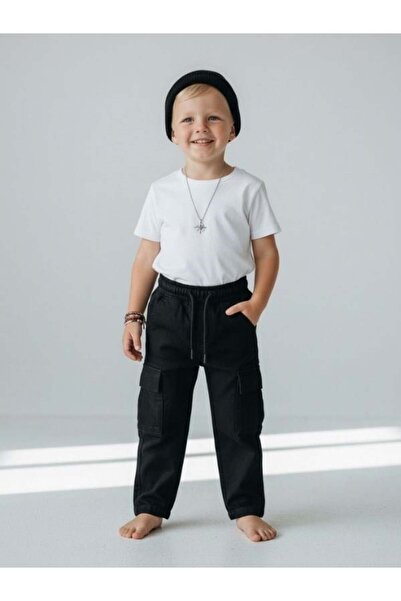 Zekids Παντελόνι για αγόρια με ελαστική μέση και τσέπες cargo, με απαλή υφή