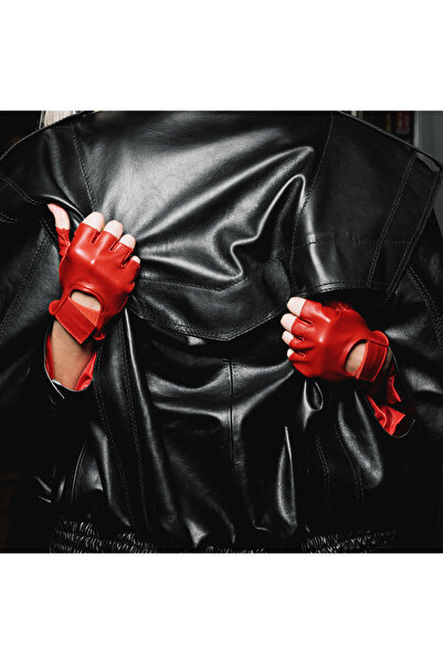 Desa Kadın Kırmızı Kısa Deri Eldiven