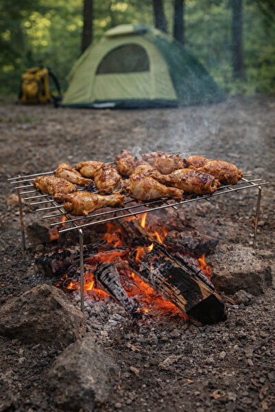 Binbirreyon Ayaklı Izgara Pratik Kamp Mangal Teli 31x19,5cm Basit Izgara AF081