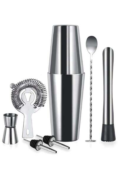 Bar Boss Professional Barware 7 Parça Boston Shaker Kokteyl Seti, 700 Ml Pasl...