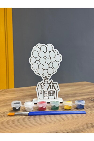 GKCREATİVE.CO Balonlu Ev YukarıBak Boyama Seti Ahşap Mdf