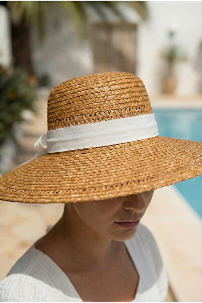 Verahed Women's Straw Beach Hat with Wide Brim and Ribbon, Adjustable Summer ...