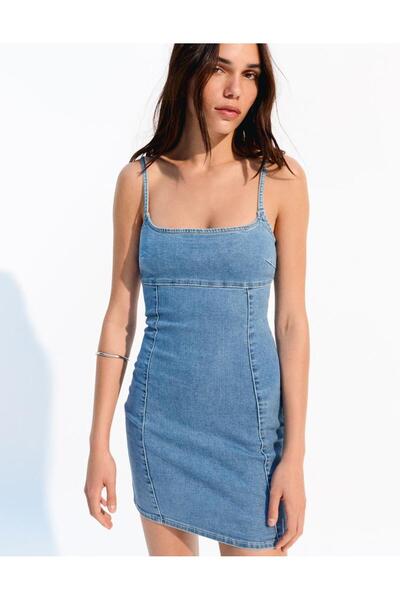 Butik فستان دينيم قصير بحمالات من ALLBUCKS BERSH KA ABBRS3765