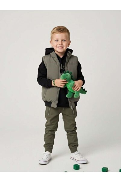 Zekids Σετ γιλέκο και φούτερ για αγόρια με υφασμάτινο παντελόνι αλεξίπτωτο