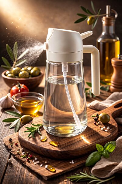 Evila Cam Sprey Yağlık 18 cm Yağ Püskürtücü Şişe – Zeytinyağı Sprey Şişesi – ...