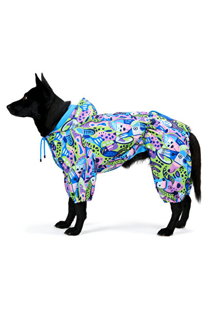 İçi Polarlı Su Geçirmez Köpek Tulumu Groovy Splash